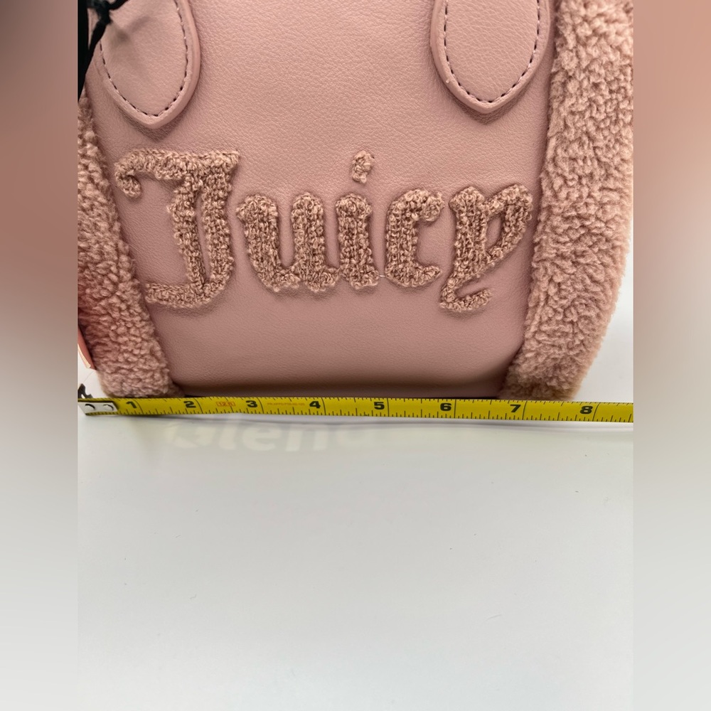 Juicy Couture Women’s Dusty Blush Sherpa  Silver Lining Mini Tote Crossbody OS - Picture 11 of 13